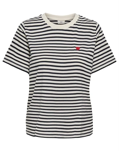JDY - JDYPisa Print T-shirt - Cloud Dancer/New Stripe